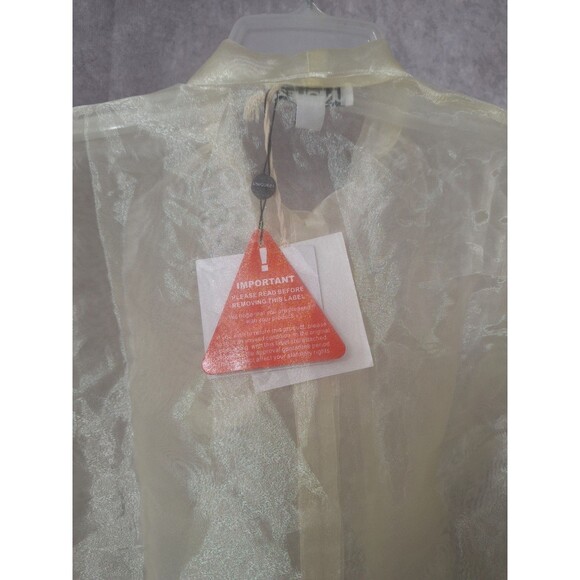 Unique 21 Pussybow Sheer Organza Blouse Sz 4 Button Up Long Sleeve Coquette - Picture 14 of 15
